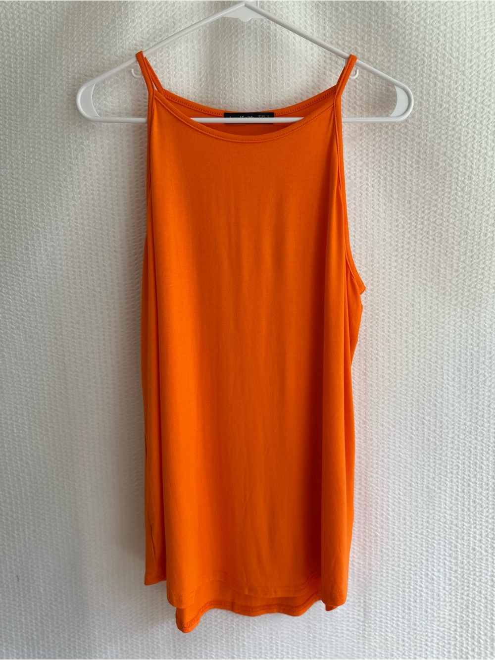 LouKeith Orange High Neck Tank Top Sleeveless Stretch Casual Summer Size Large